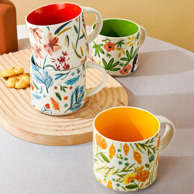 floral glaze large ceramic mugs bulk