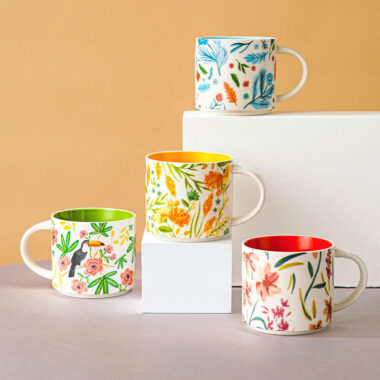 floral glaze large ceramic mugs bulk