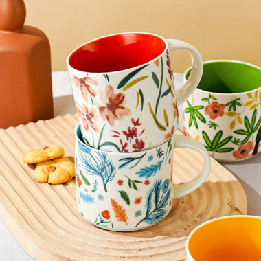 floral glaze large ceramic mugs bulk