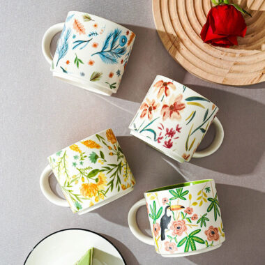 floral glaze large ceramic mugs bulk