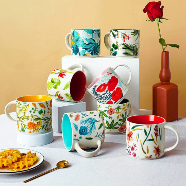 floral glaze large ceramic mugs bulk