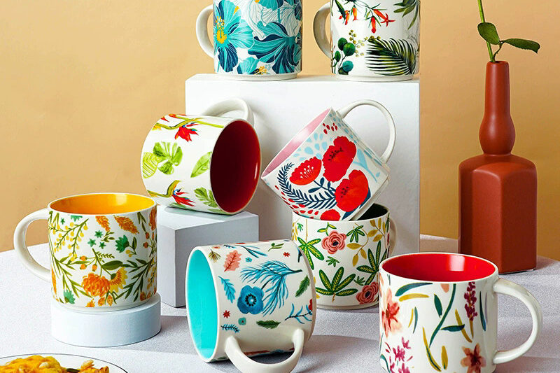 floral glaze large ceramic mugs bulk