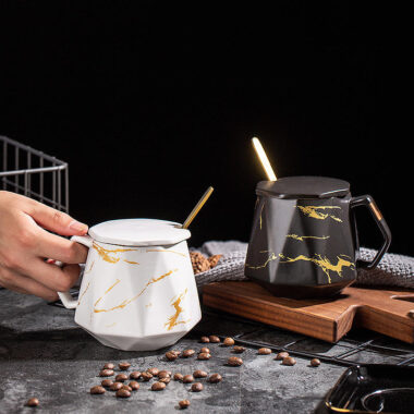 nordic ceramic mugs with lid and spoon factory