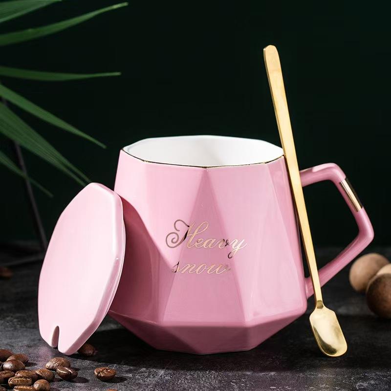 nordic ceramic mugs with lid and spoon factory