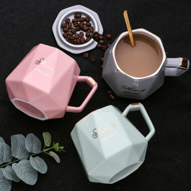 nordic ceramic mugs with lid and spoon factory