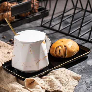 nordic ceramic mugs with lid and spoon factory