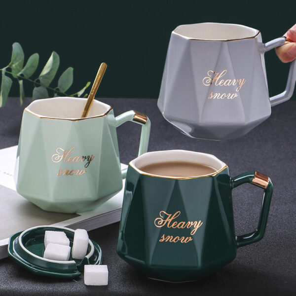 nordic ceramic mugs with lid and spoon factory