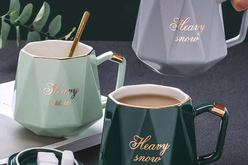 nordic ceramic mugs with lid and spoon factory