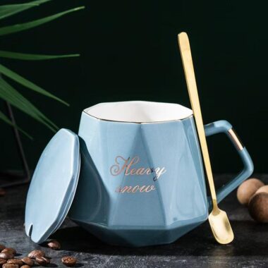 nordic ceramic mugs with lid and spoon factory