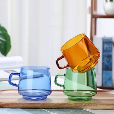 colored borosilicate coffee glass mug bulk