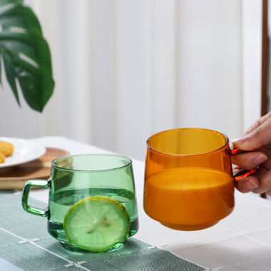 colored borosilicate coffee glass mug bulk