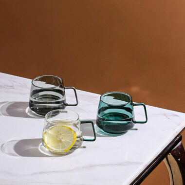 colored borosilicate coffee glass mug bulk